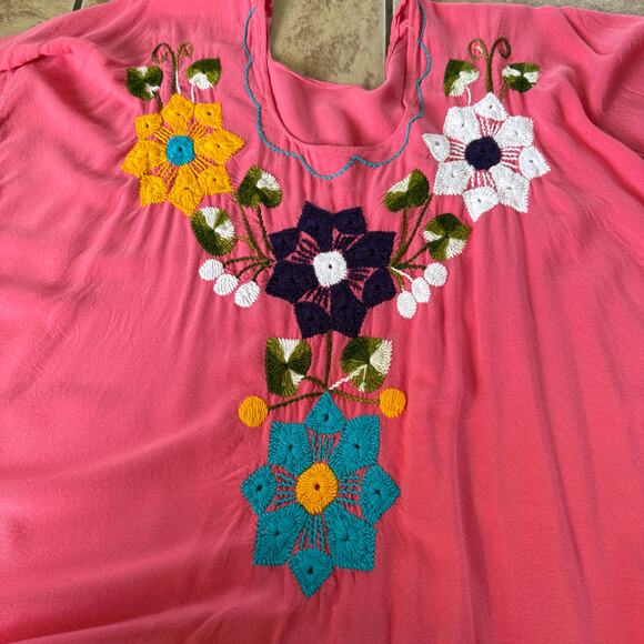 Embroidered Artesanias Mayte Top Jalapa Blouse Mexican Floral Tunic Shirt - Picture 7 of 10